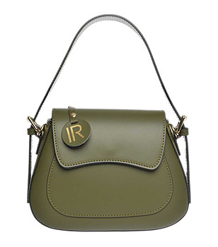 Зелена малка дамска чанта от естествена кожа снимка