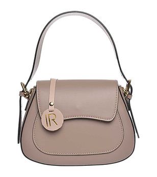 Дамска кожена чанта в цвят таупе снимка