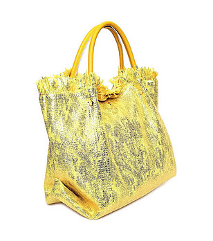 Дамска ефектна чанта в жълто и златисто Karmelia снимка