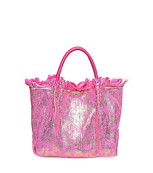 Дамска ефектна чанта в розово и златисто Karmelia снимка