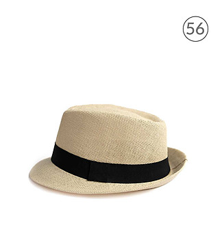 Бежова  унисекс шапка с черна лента Arnedo снимка