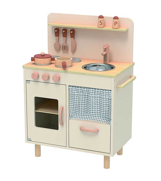 Дървена детска винтидж кухня, бяла снимка