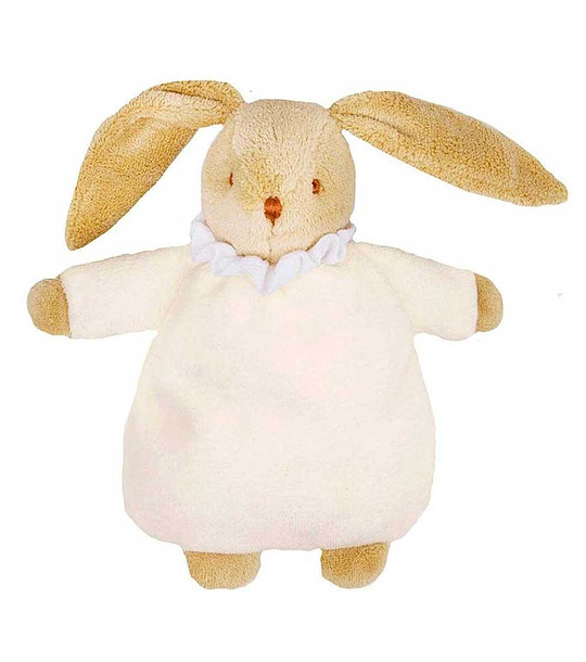 Меко зайче Флуфи с дрънкалка в кремаво 20 см снимка