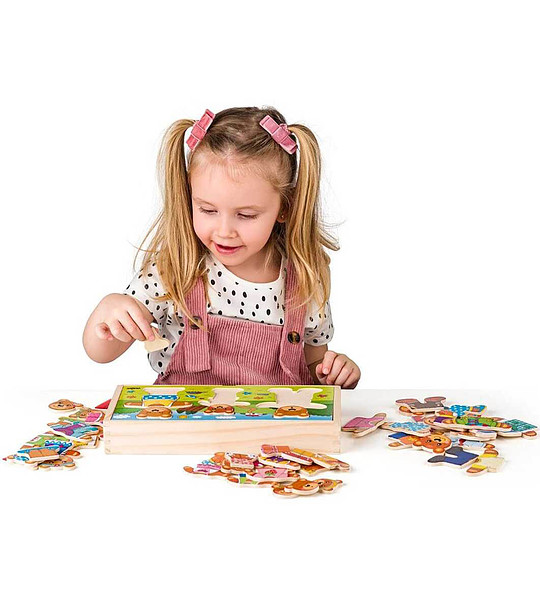 Дървен пъзел Облечи мечетата снимка