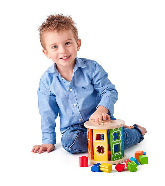 Дървен търкалящ се сортер Пъстър свят снимка