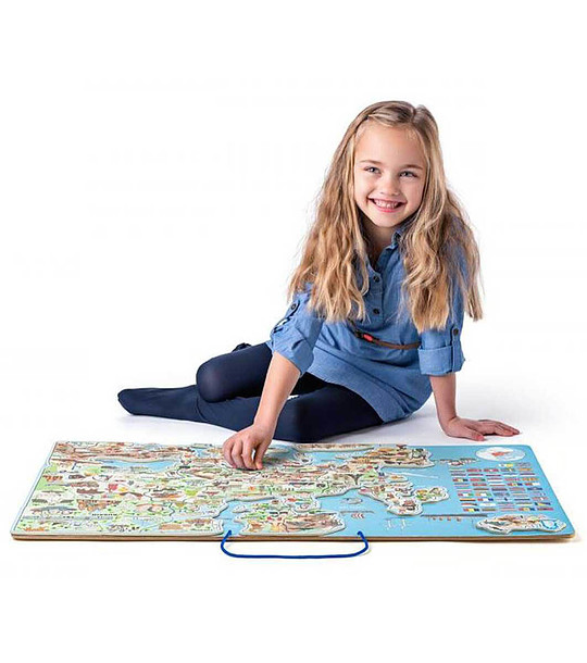 Магнитна карта пъзел и игра 3 в 1 Европа снимка