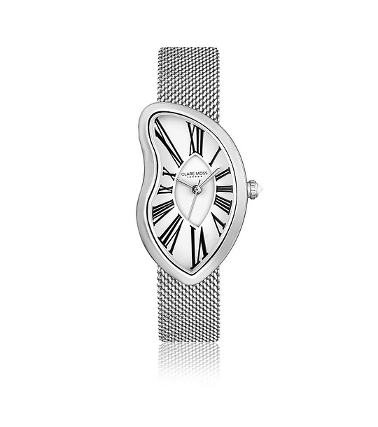 Сребрист дамски часовник с нестандартен дизайн Old money снимка