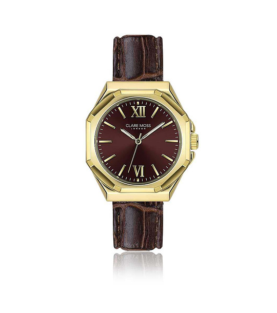 Дамски часовник в златисто и бургунд Burgundy снимка