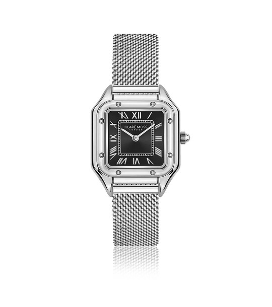 Сребрист дамски часовник с черен циферблат The Old Fashioned снимка