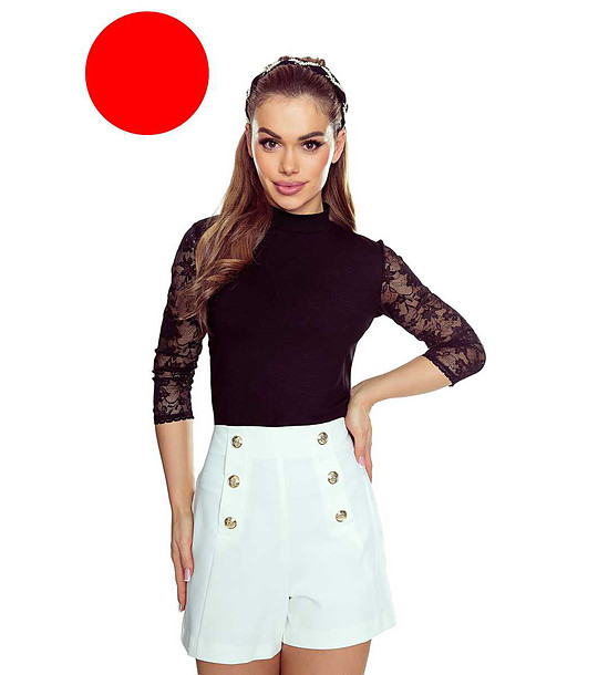 Червена дамска блуза с дантелени ръкави Rafia снимка