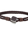 Мъжки комплект от сребрист часовник и кафява кожена гривна Wengen-2 снимка
