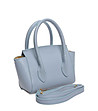 Малка кожена дамска чанта в светлосиньо-1 снимка