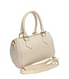 Светлобежова малка дамска кожена чанта-1 снимка