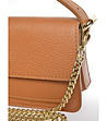 Кожена чанта в цвят коняк с верижка-2 снимка