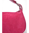 Розова дамска чанта от естествен велур-3 снимка