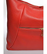 Червена дамска чанта от естествена кожа-2 снимка