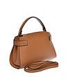 Дамска чанта от естествена кожа в цвят коняк-1 снимка