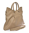 Дамска кожена чанта в цвят таупе-1 снимка