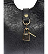 Малка черна дамска кожена чанта-2 снимка
