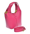 Малка розова дамска кожена чанта-1 снимка