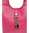 Малка розова дамска кожена чанта-2 снимка
