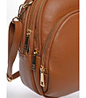 Дамска раница от естествена кожа в цвят коняк-2 снимка
