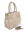 Кожена дамска светлобежова чанта-1 снимка
