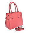 Кожена дамска чанта в цвят корал-1 снимка