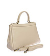 Светлобежова дамска кожена чанта-1 снимка