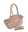 Дамска чанта от естествена кожа в цвят пудра-1 снимка