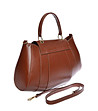 Кафява дамска чанта от естествена кожа с нестандартна форма-1 снимка