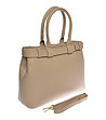 Дамска чанта от естествена кожа в цвят таупе-1 снимка