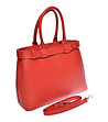Червена дамска чанта от естествена кожа-1 снимка
