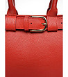 Червена дамска чанта от естествена кожа-2 снимка