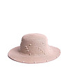 Детска лятна шапка в цвят пудра с перли-5 снимка