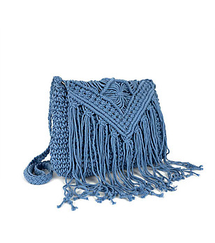 Дамска памучна чанта в синьо Arona снимка