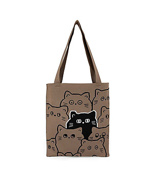 Дамска чанта в кафяво с щампа Kittnes снимка