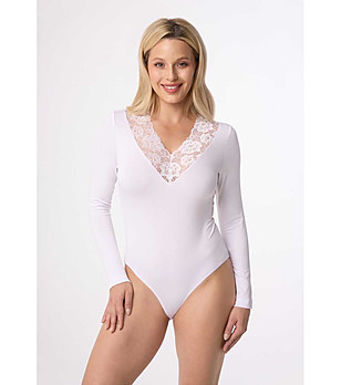 Бяло боди с дантела Rosario снимка