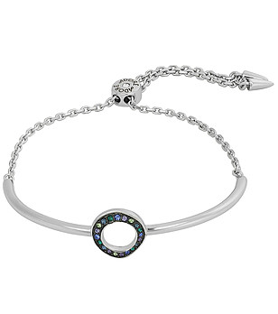 Дамска сребриста гривна с камъчета снимка