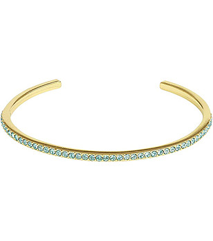 Златиста дамска гривна със сини кристали снимка