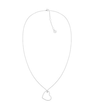 Сребристо дамско колие със сърце снимка