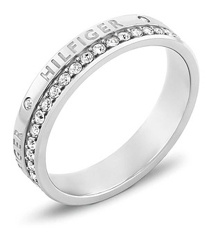 Дамски пръстен в сребристо с кристали 56 размер снимка