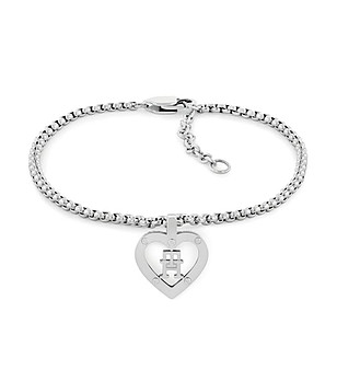 Дамска сребриста гривна със сърце снимка