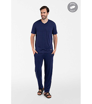 Мъжка пижама с къс ръкав в тъмносиньо Akord снимка