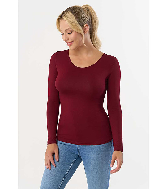 Дамска блуза в бордо с дълги ръкави Manati снимка