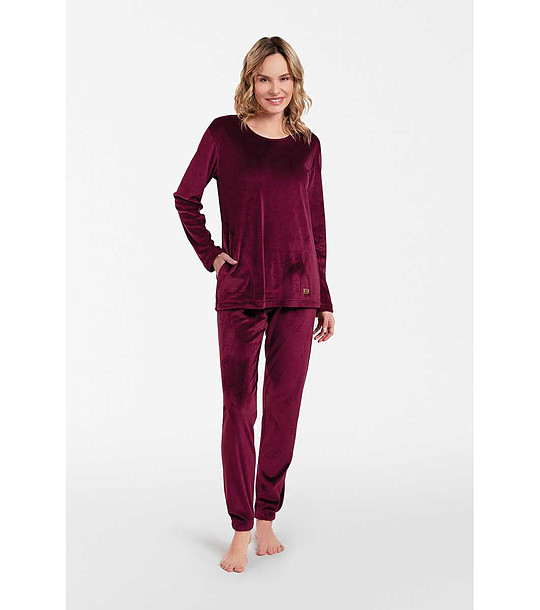 Дамски велурен комплект в бордо Akara снимка