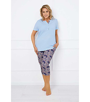 Памучна дамска пижама в сини нюанси Carbonia снимка