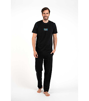 Памучна мъжка пижама в черно Club снимка