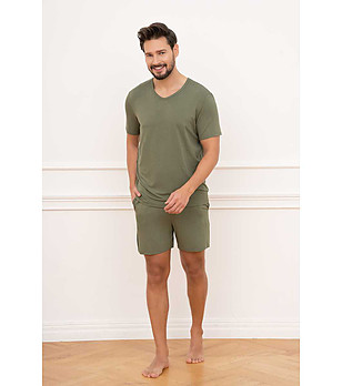 Мъжка лятна пижама в цвят каки Dallas снимка