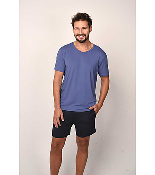 Лятна мъжка пижама в сини нюанси Dallas снимка